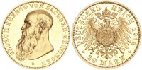 Sachsen-Meiningen Georg II. 20 Mark 1914 D Gold vz-stgl. Jäger 281
