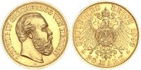 Hessen Ludwig IV. 20 Mark 1892 A Gold vz-stgl. Jäger 221