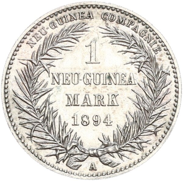 Deutsch-Neuguinea 1 Mark 1894 A Paradiesvogel Silber vz-stgl. Jäger 705