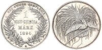 Deutsch-Neuguinea 1 Mark 1894 A Paradiesvogel Silber vz-stgl. Jäger 705