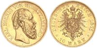 Württemberg Karl 10 Mark 1875 F Gold vz+ Jäger 292