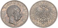 Sachsen Albert 2 Mark 1891 E Silber ss+ Jäger 124