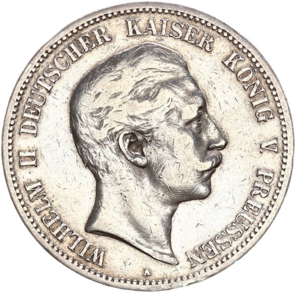 Preußen Wilhelm II. 5 Mark 1896 A Silber ss Jäger 104