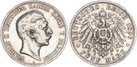 Preußen Wilhelm II. 5 Mark 1896 A Silber ss Jäger 104