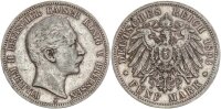 Preußen Wilhelm II. 5 Mark 1893 A Silber ss Jäger 104