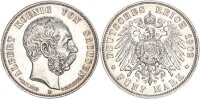 Sachsen Albert 5 Mark 1902 E Auf den Tod Silber f. vz Jäger 128