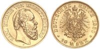 Württemberg Karl 10 Mark 1880 F Gold vz+ Jäger 292