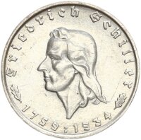 Drittes Reich 2 Reichsmark 1934 F Friedrich von Schiller...