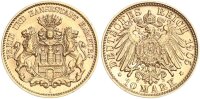 Hamburg Stadt 10 Mark 1905 J Gold vz/vz+ Jäger 211
