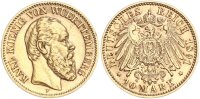 Württemberg Karl 10 Mark 1891 F Gold ss-vz Jäger 294