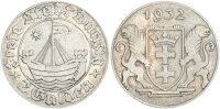 Danzig Freie Stadt 2 Gulden 1932 (A) Alte Danziger Kogge Silber vz Jäger D16