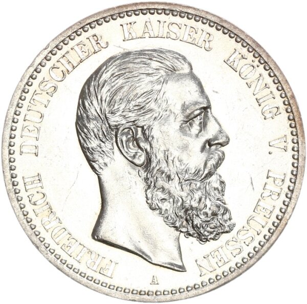 Preußen Friedrich III. 5 Mark 1888 A Dreikaiserjahr Silber f. stgl. Jäger 99