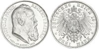 Bayern Luitpold 3 Mark 1911 D Prinzregent Silber f. stgl./stgl. Jäger 49