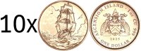 Edelmetalle Kupfer 10x Quarter Dollar 2025 Heimerle + Meule Ascension Island, Segelschiff Kupfer 1/4 oz stgl.