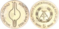 DDR Gedenkmünze 5 Mark 1970 A Wilhelm Conrad Röntgen pfr., stgl. Jäger 1530