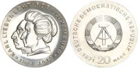 DDR Gedenkmünze 20 Mark 1971 A Karl Liebknecht von Rosa Luxemburg Silber f. stgl. Jäger 1533