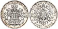 Hamburg Stadt 3 Mark 1911 J Silber vz Jäger 64