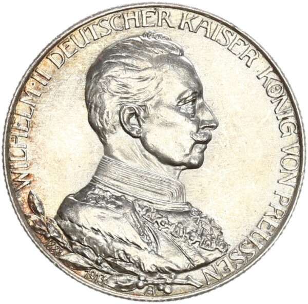 Preußen Wilhelm II. 2 Mark 1913 A Regierungsjubiläum Silber pfr., f. stgl./stgl. Jäger 111