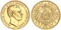 Mecklenburg-Schwerin Friedrich Franz IV. 10 Mark 1901 A Gold ss/ss+ Jäger 233