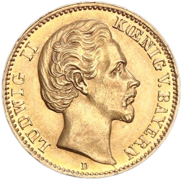 Bayern Ludwig II. 10 Mark 1875 D Gold vz-stgl. Jäger 196