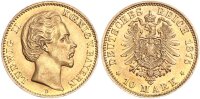 Bayern Ludwig II. 10 Mark 1875 D Gold vz-stgl. Jäger 196