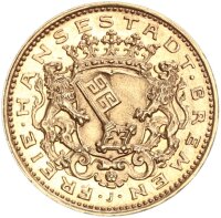 Bremen Stadt 20 Mark 1906 J Gold vz-stgl., aus PP...