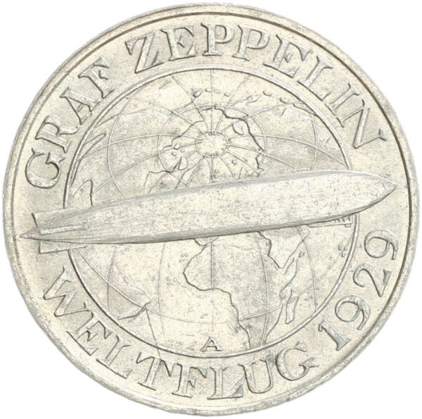 Weimarer Republik 3 Reichsmark 1930 A Zeppelin Silber ss+/vz+ Jäger 342