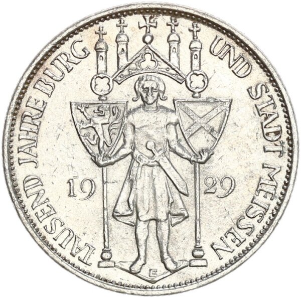 Weimarer Republik 3 Reichsmark 1929 E Meißen Silber f. vz Jäger 338