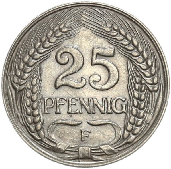 Kaiserreich 25 Pfennig 1912 F Nickel vz Jäger 18