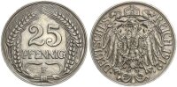Kaiserreich 25 Pfennig 1912 F Nickel vz Jäger 18