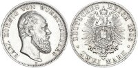Württemberg Karl 2 Mark 1888 F Silber ss-vz Jäger 172