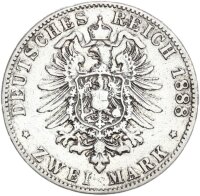 Sachsen Albert 2 Mark 1888 E Silber f. ss Jäger 121