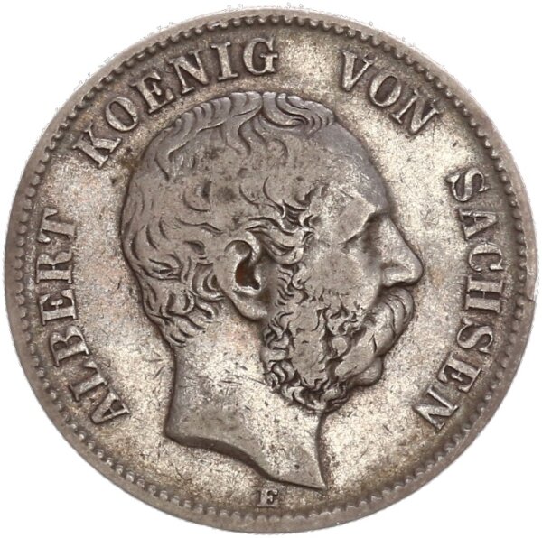 Sachsen Albert 2 Mark 1876 E Silber f. ss Jäger 121