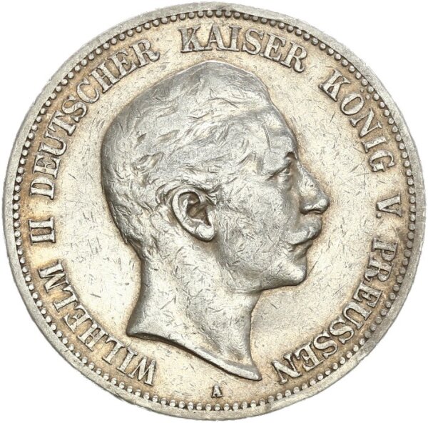 Preußen Wilhelm II. 5 Mark 1891 A Silber ss Jäger 104
