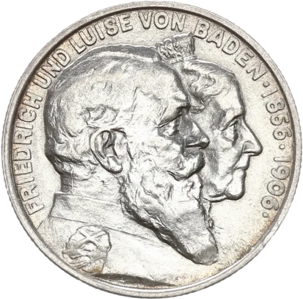 Baden Friedrich I. 2 Mark 1906 G Goldenen Hochzeit Silber vz-stgl. Jäger 34
