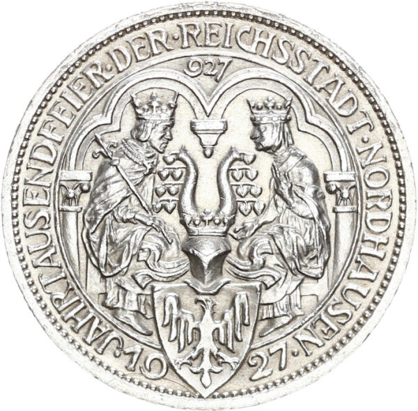 Weimarer Republik 3 Reichsmark 1927 A Nordhausen Silber vz Jäger 327